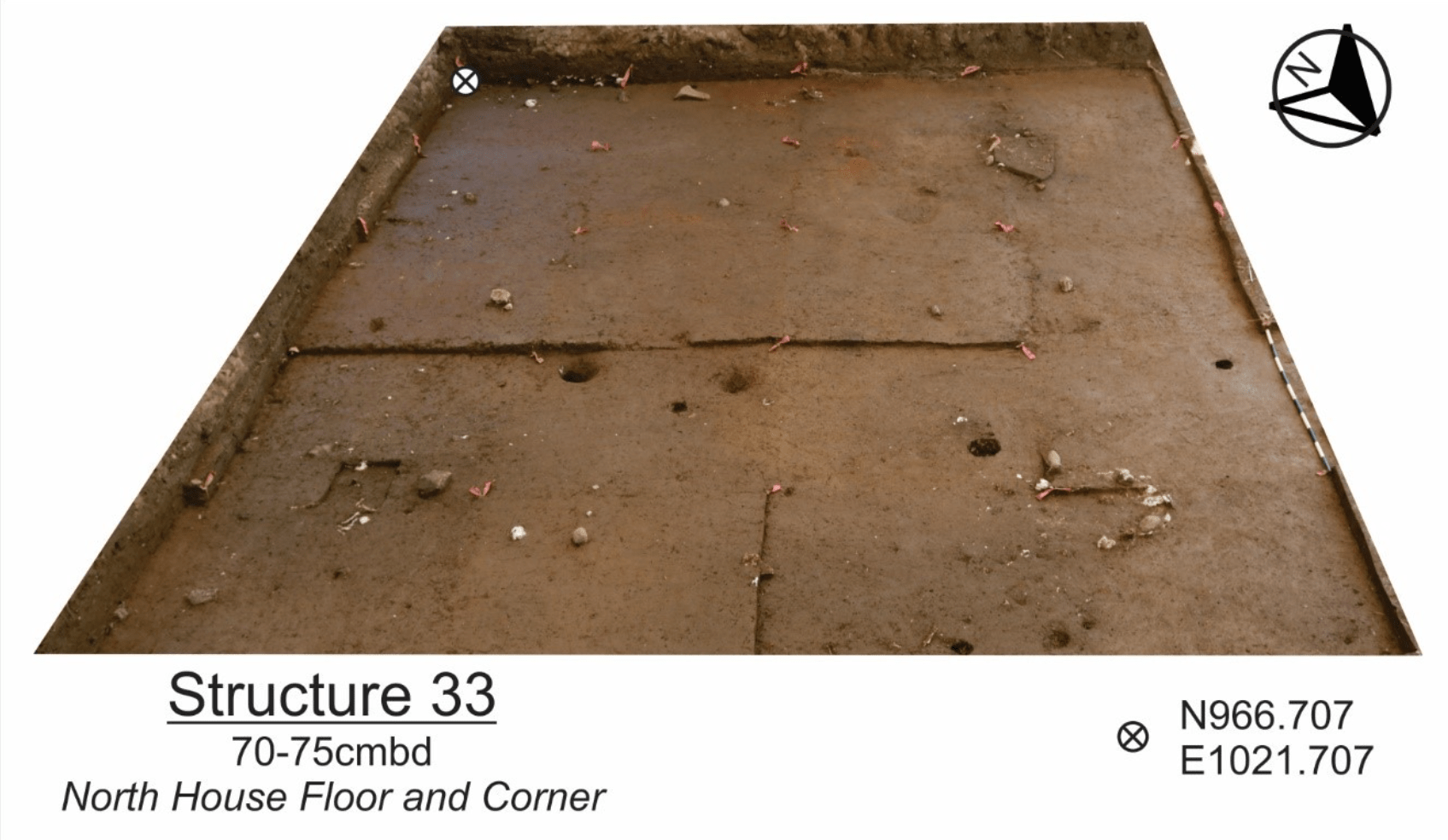 2020 Excavations. Can you see the floor at the corner of Structure 33?