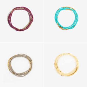 Gold Bead Stretch Necklace Wrap Bracelet