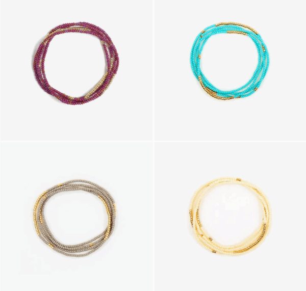 Gold Bead Stretch Necklace Wrap Bracelet